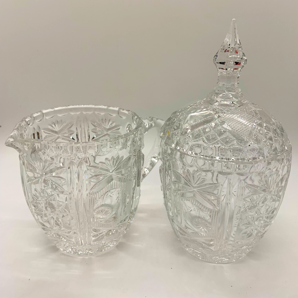Italian hand cut CRYSTAL CREAM AND SUGAR set!